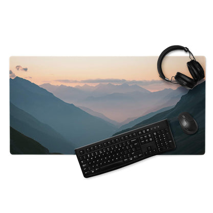 Large Mountain Sunrise gaming mouse pad with serene sunset landscape