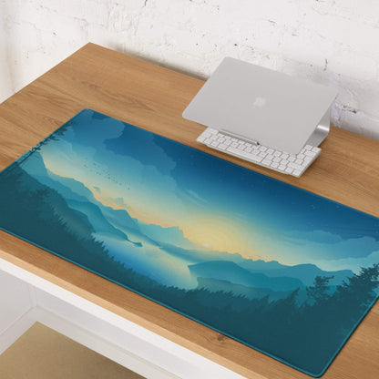 Dreamy Mountain Sunrise Blue Gradient Large Gaming Mouse Pad