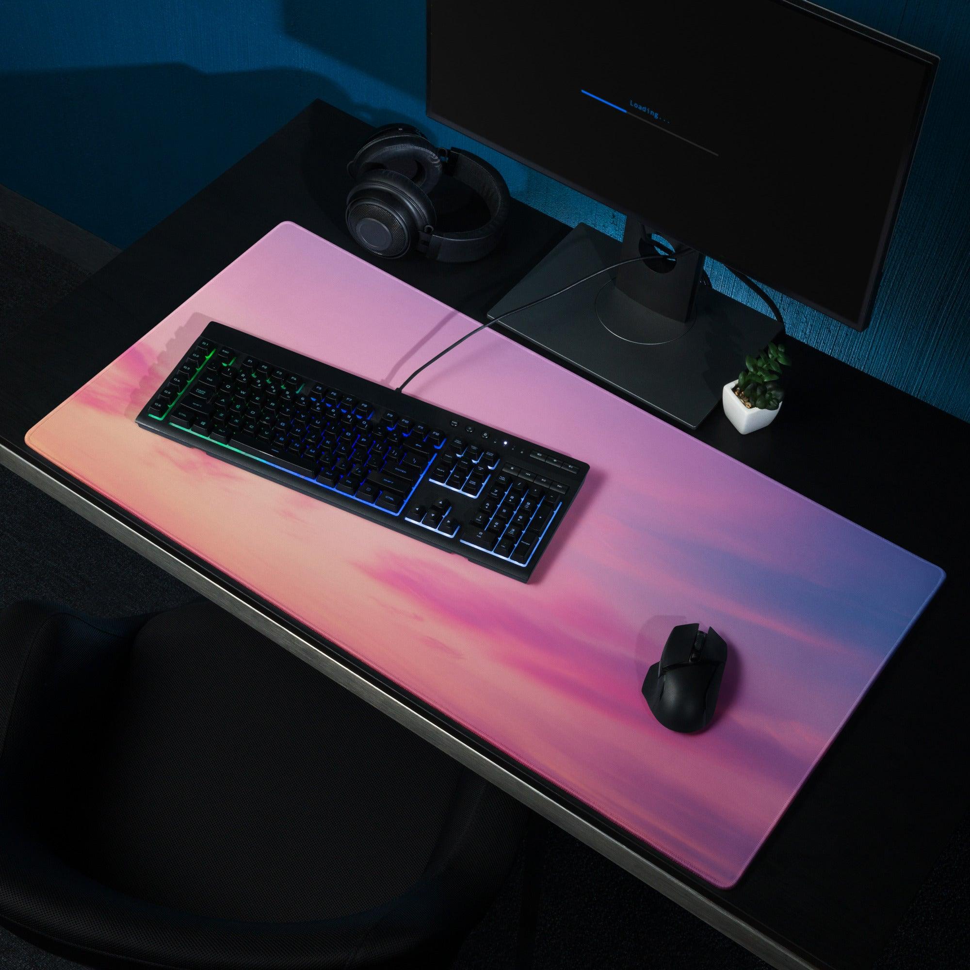 Dreamy gradient sunset large gaming mouse pad with non-slip backing