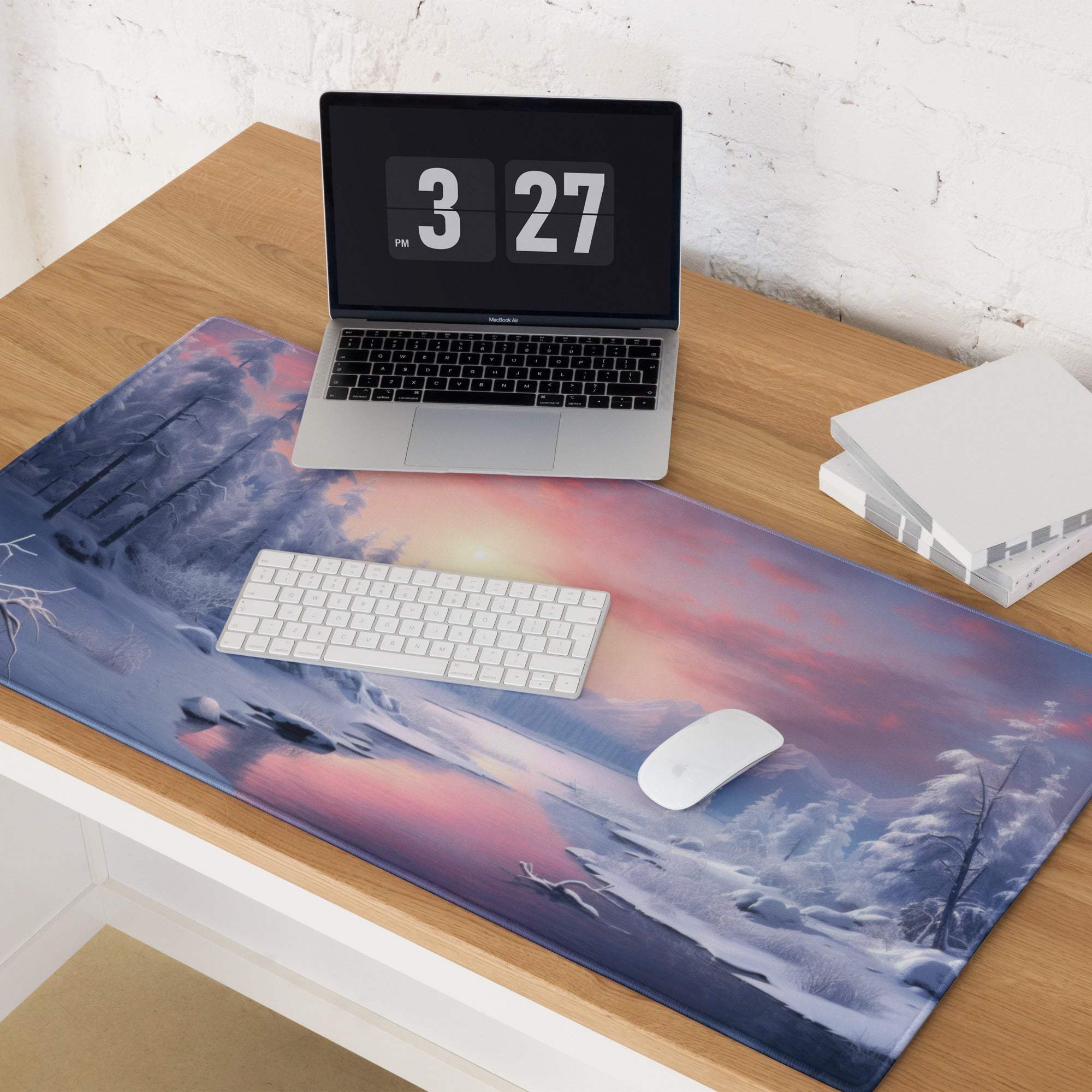 Winter Landscape Snowy Mountains Twilight Gaming Mouse Pad