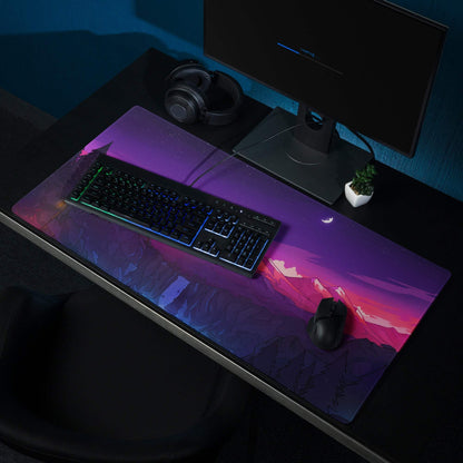 Vibrant purple pink mountain night sky gaming mouse pad large non-slip stitching