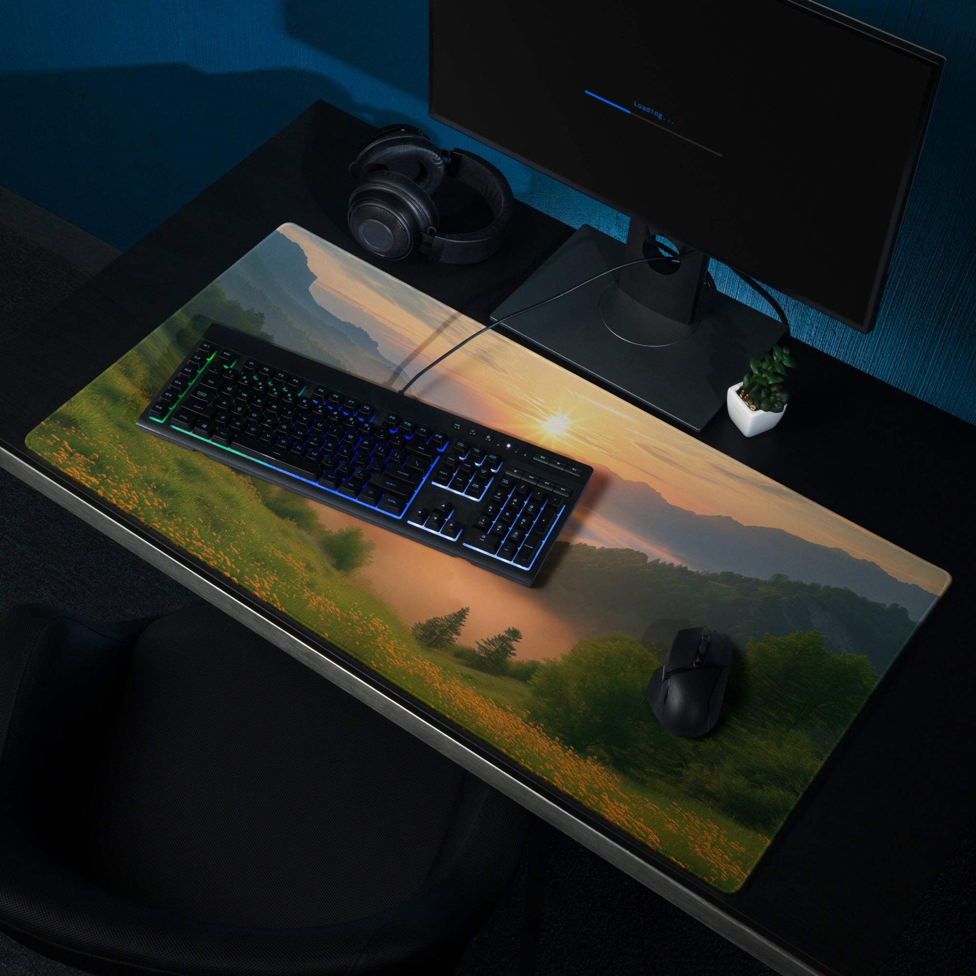 Epic Golden Hour Sunrise Mountain Landscape Gaming Mouse Pad