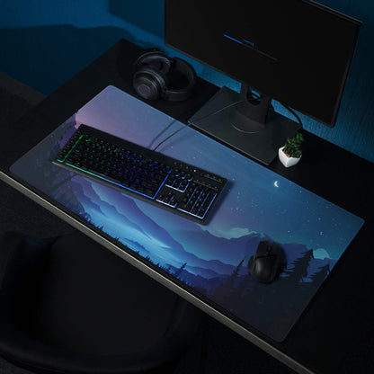 Night sky mountain gaming mouse pad with non-slip base, large size