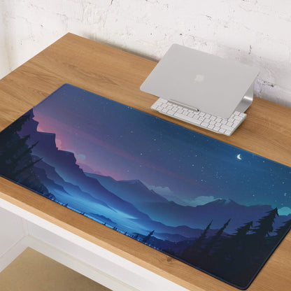 Night sky mountain landscape gaming mouse pad with non-slip base