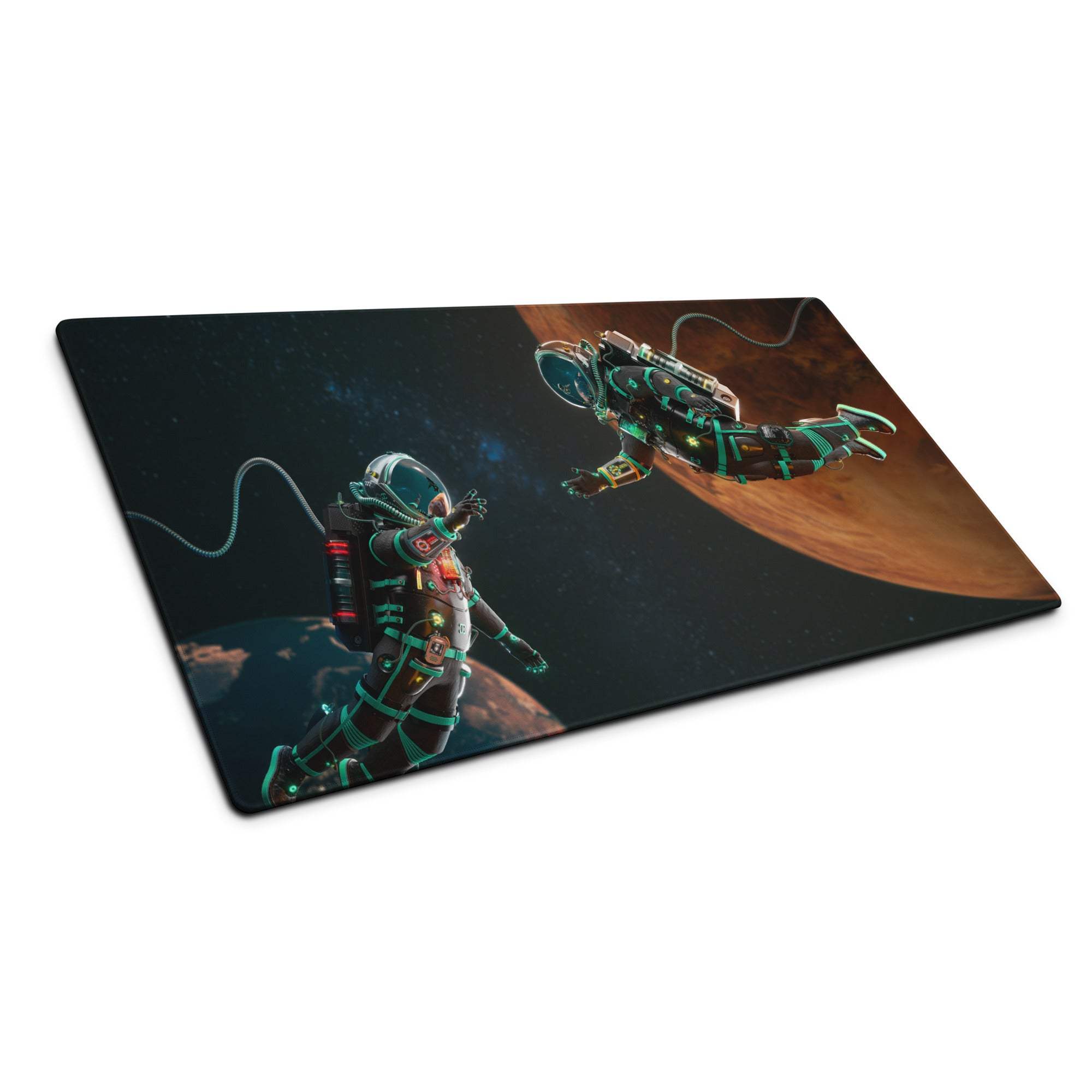 Large space astronaut adventure gaming mouse pad with vivid astronauts, planets, non-slip base, edge stitching