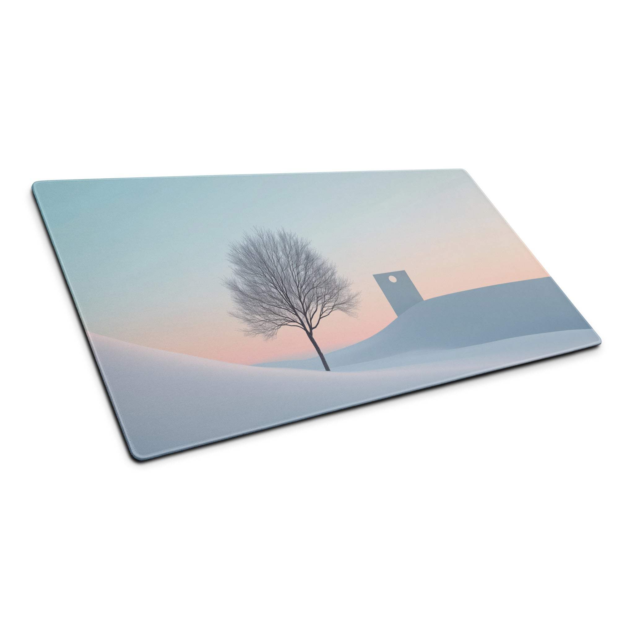 Calm winter landscape glass cutting board with bare tree and pastel skies