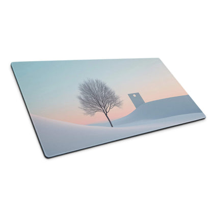 Calm winter landscape glass cutting board with bare tree and pastel skies