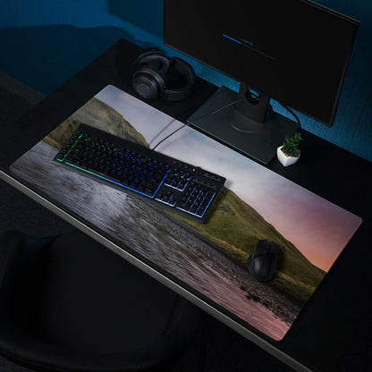 Premium large scenic sunset coastal cliff gaming mousepad