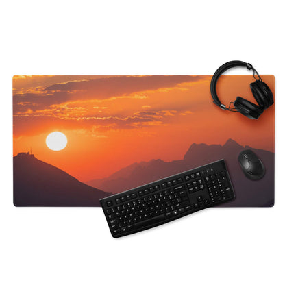 Vibrant sunset mountain gaming mouse pad, large non-slip base