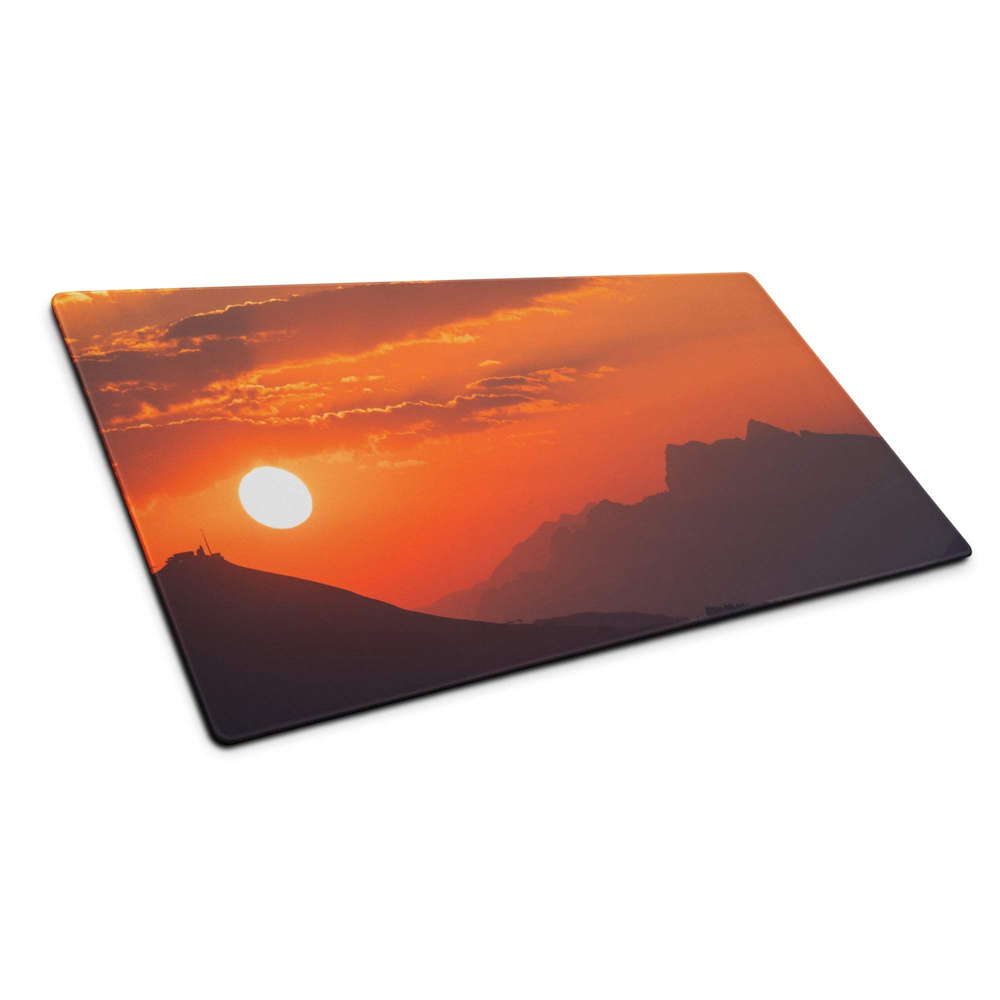 Vibrant sunset mountain landscape rectangular gaming mouse pad, large non-slip