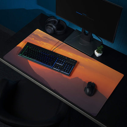 Vibrant orange purple sunset mountain gaming mousepad large non-slip