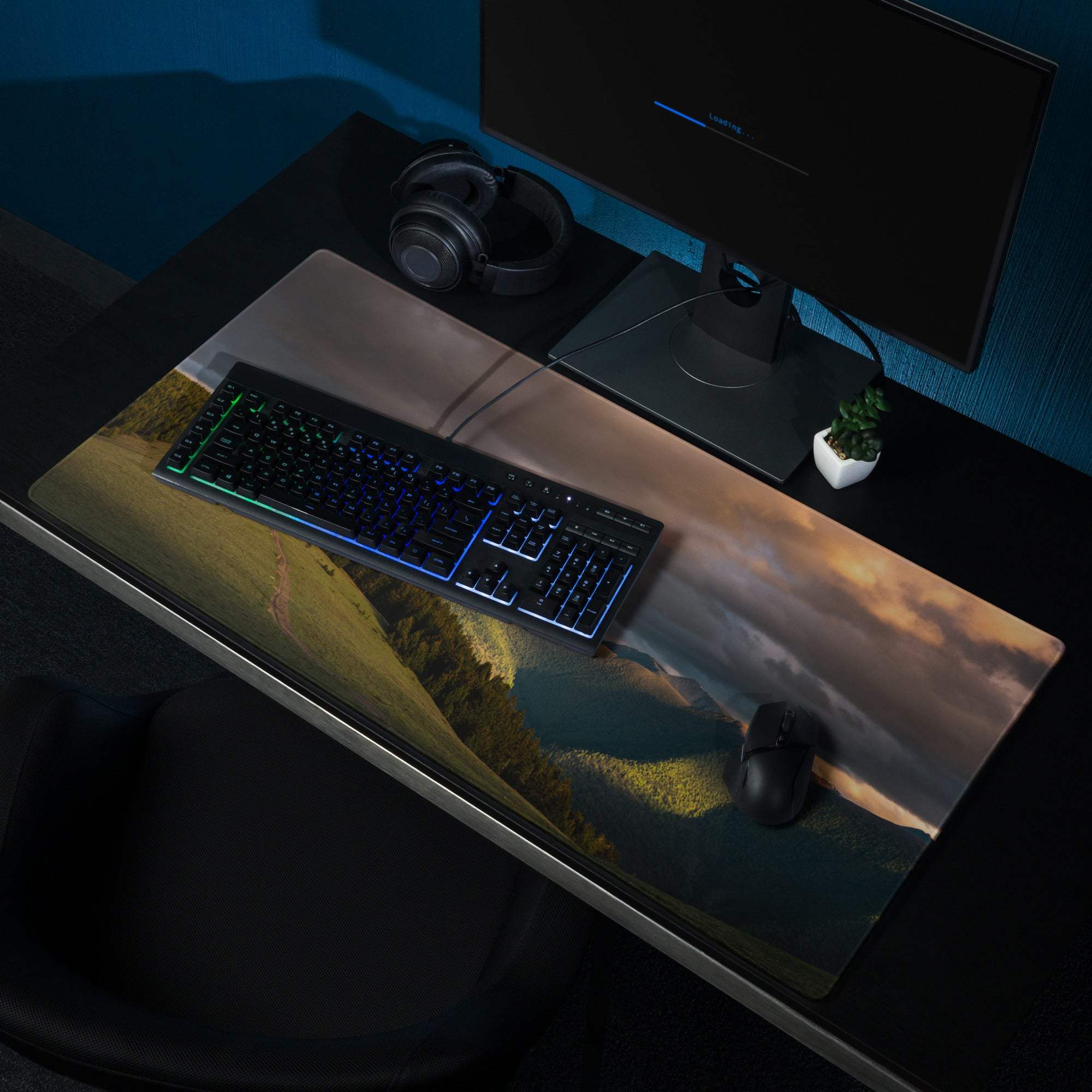 Epic Landscape Mountain Golden Sunset Gaming Mouse Pad with lake