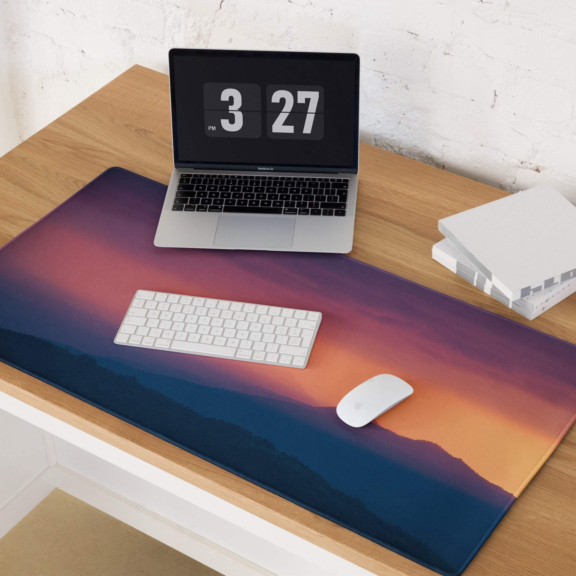 Stylish sunset purple orange gaming mouse pad with gradient design and non-slip base