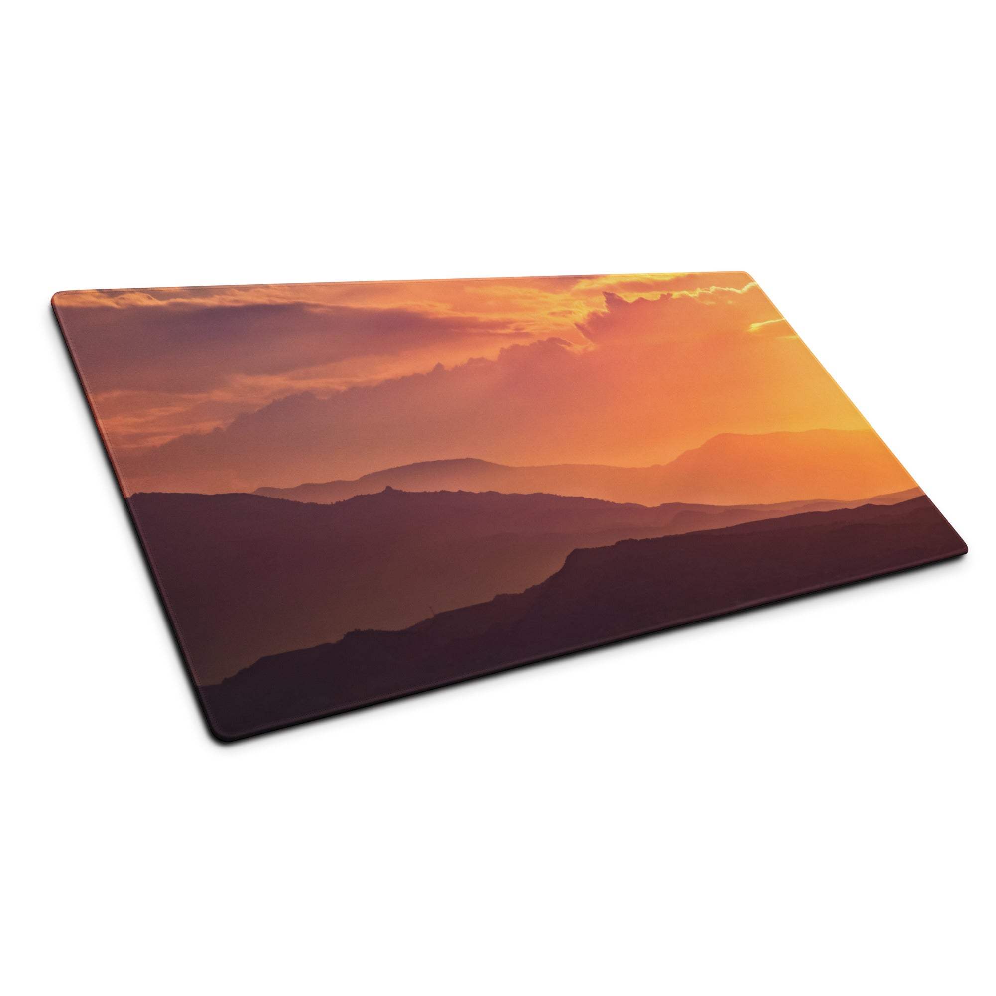 Sunset mountain landscape rectangular cutting board with orange purple hues