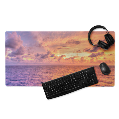 Sunset ocean vibe large gaming mouse pad with vibrant sunset over calm waters