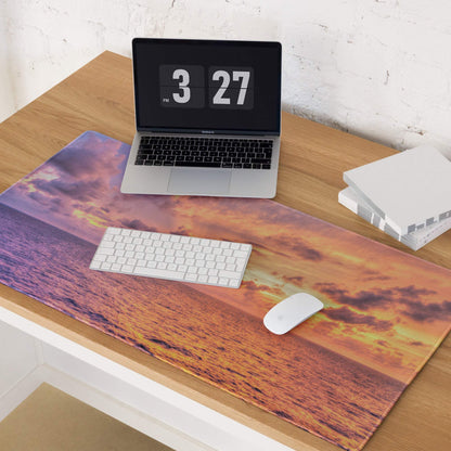 Sunset Ocean Vibe large gaming mouse pad with vibrant sunset over water