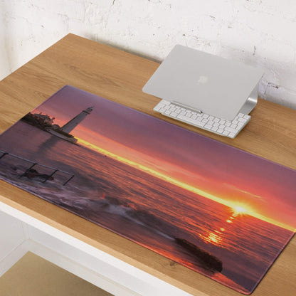 Epic Sunset Seascape gaming mouse pad with non-slip base, large size