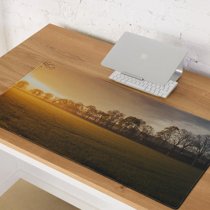 Golden Hour Sunset gaming mouse pad with non-slip base and stitched edges