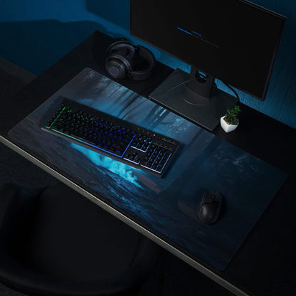 Blue ocean wave gaming mousepad with glossy finish and non-slip base