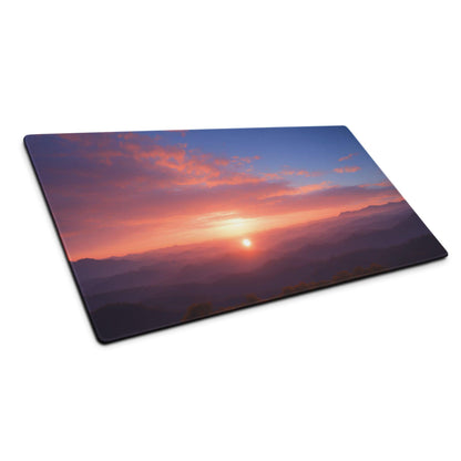 Large sunset mountain range gaming mouse pad with non-slip base