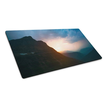 Calm Mountain Sunset large gaming mouse pad with non-slip base