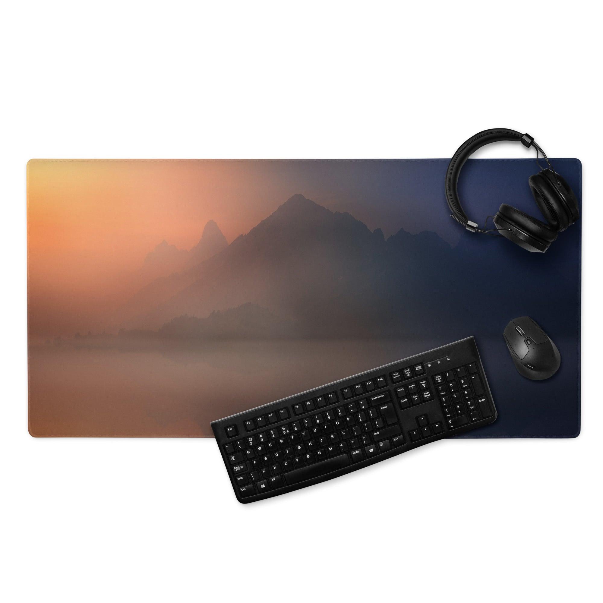 Sunset Mountain Landscape large gaming mouse pad with non-slip base