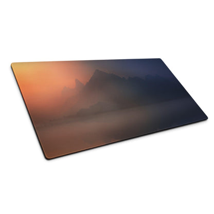 Sunset mountain landscape rectangular glass cutting board with orange blue gradients