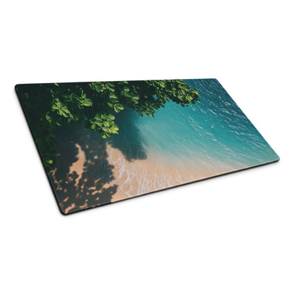 Premium large ocean teal gaming mouse pad with turquoise beach scene