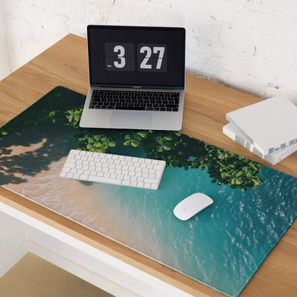 Premium large ocean teal gaming mouse pad with beach gradient design