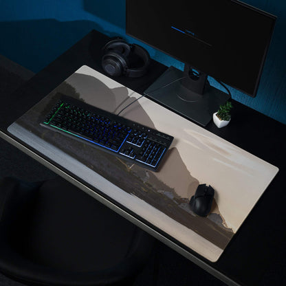 Premium calm mountain sunset gaming mouse pad large size non-slip stitched edges