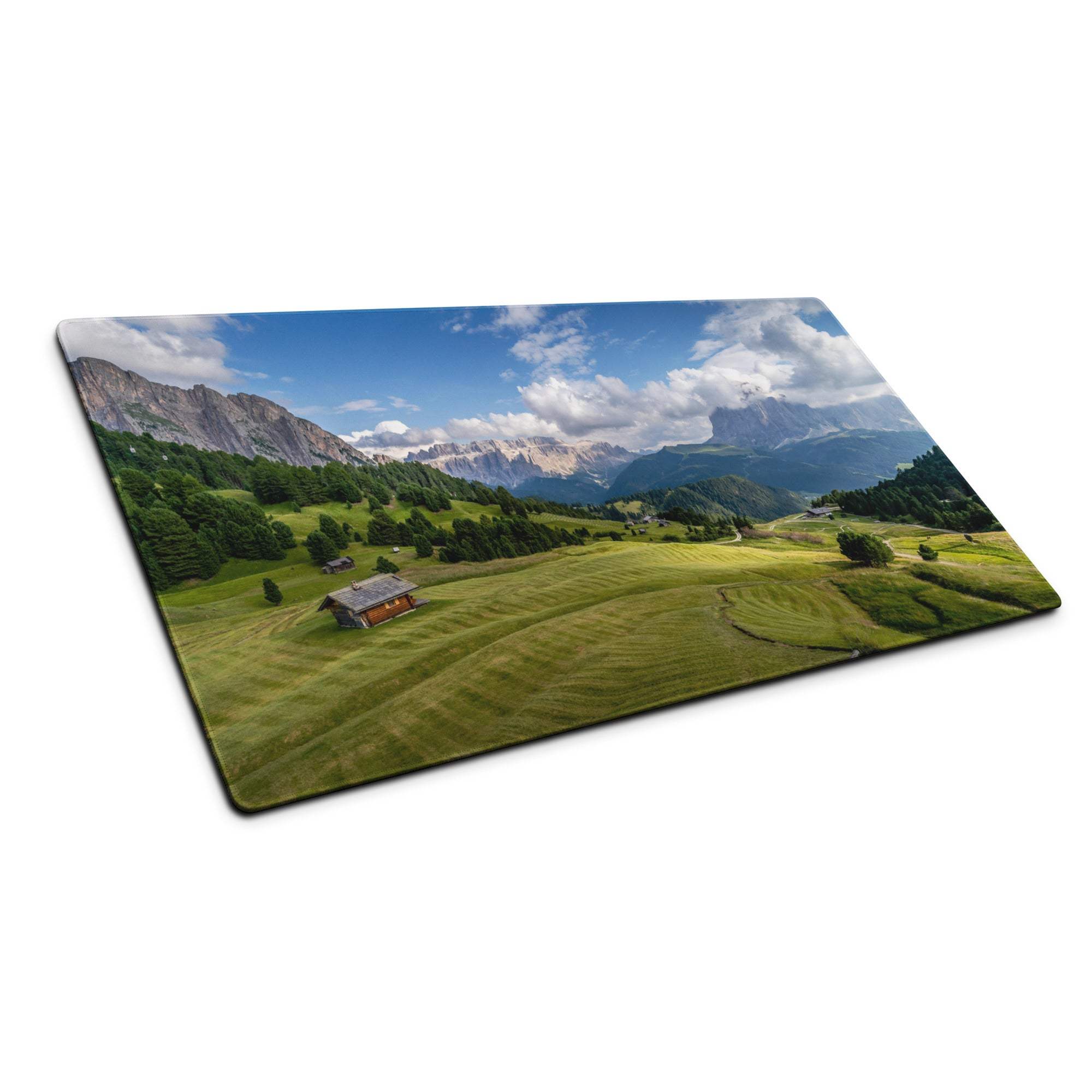 Scenic calm green mountain gaming mouse pad with non-slip base