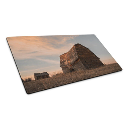 Rustic barn under warm sunset on large gaming mouse pad