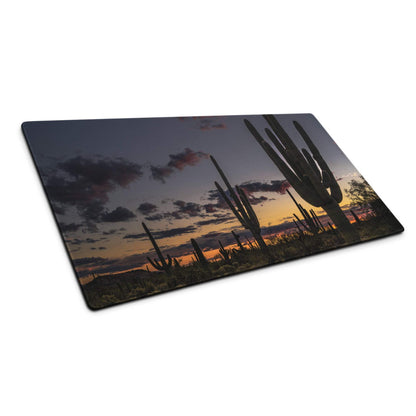 Desert sunset saguaro cacti glass cutting board
