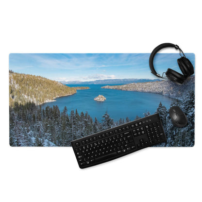 Serene Lake Tahoe winter landscape rectangular gaming mouse pad