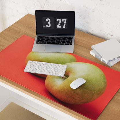 Red apple duo gaming mouse pad with glossy finish, non-slip base