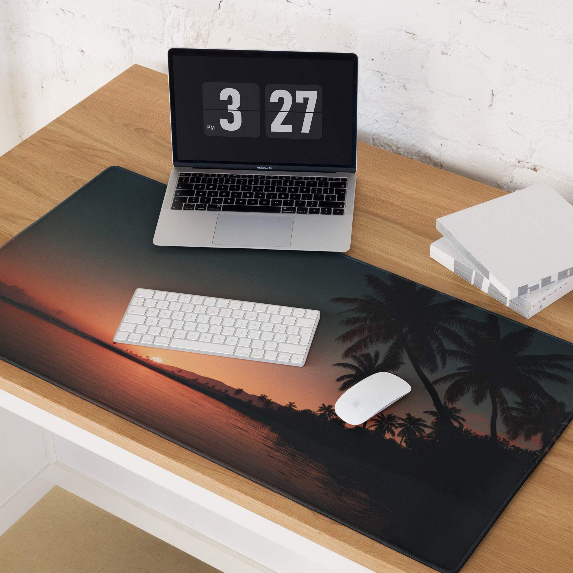 Vibrant tropical sunset palm trees calming ocean gaming mouse pad