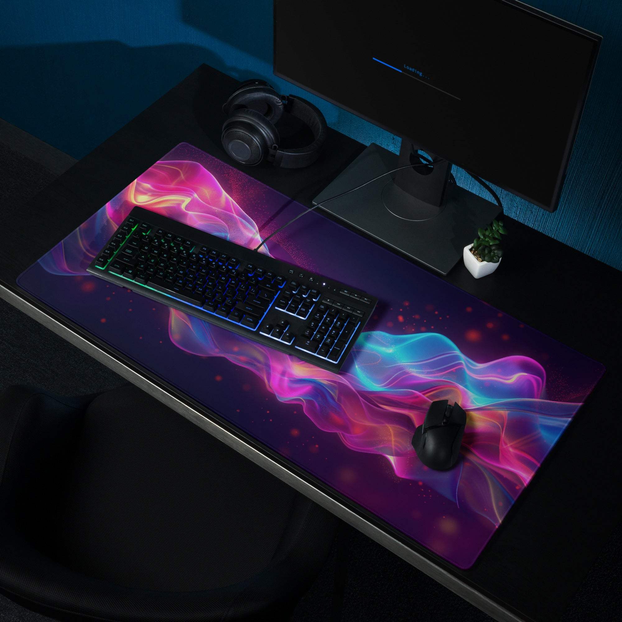 Vibrant cosmic nebula extra large gaming mouse pad with non-slip backing