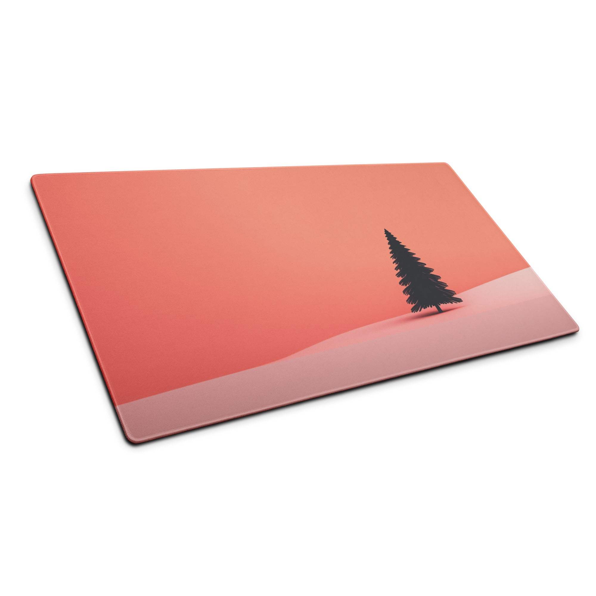 Minimalist sunset pine tree silhouette gaming mouse pad, large non-slip