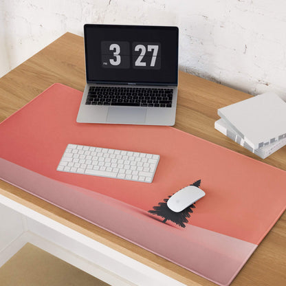 Minimalist coral gradient sunset pine tree gaming mouse pad