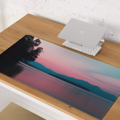 Calm sunset landscape large gaming mouse pad with serene water view