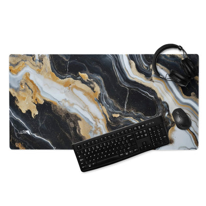 Lux Marble Style black white gold marble gaming mouse pad glossy finish