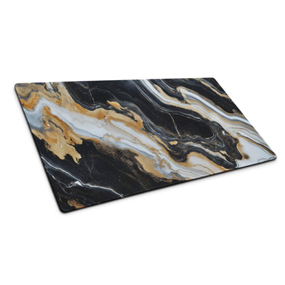 Lux marble black white gold glossy cutting board mouse pad