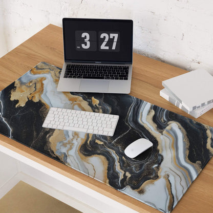 Lux Marble Style black white gold marble gaming mouse pad glossy desk mat