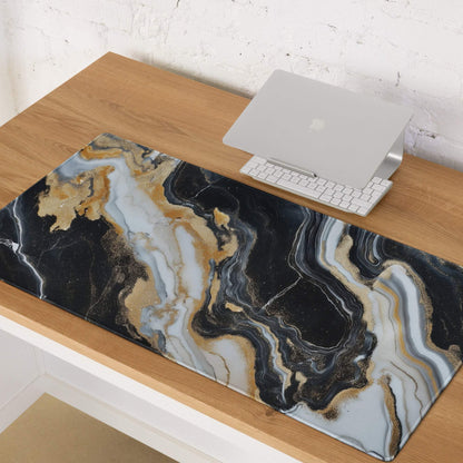 Lux Marble Style black gold white marble gaming mouse pad