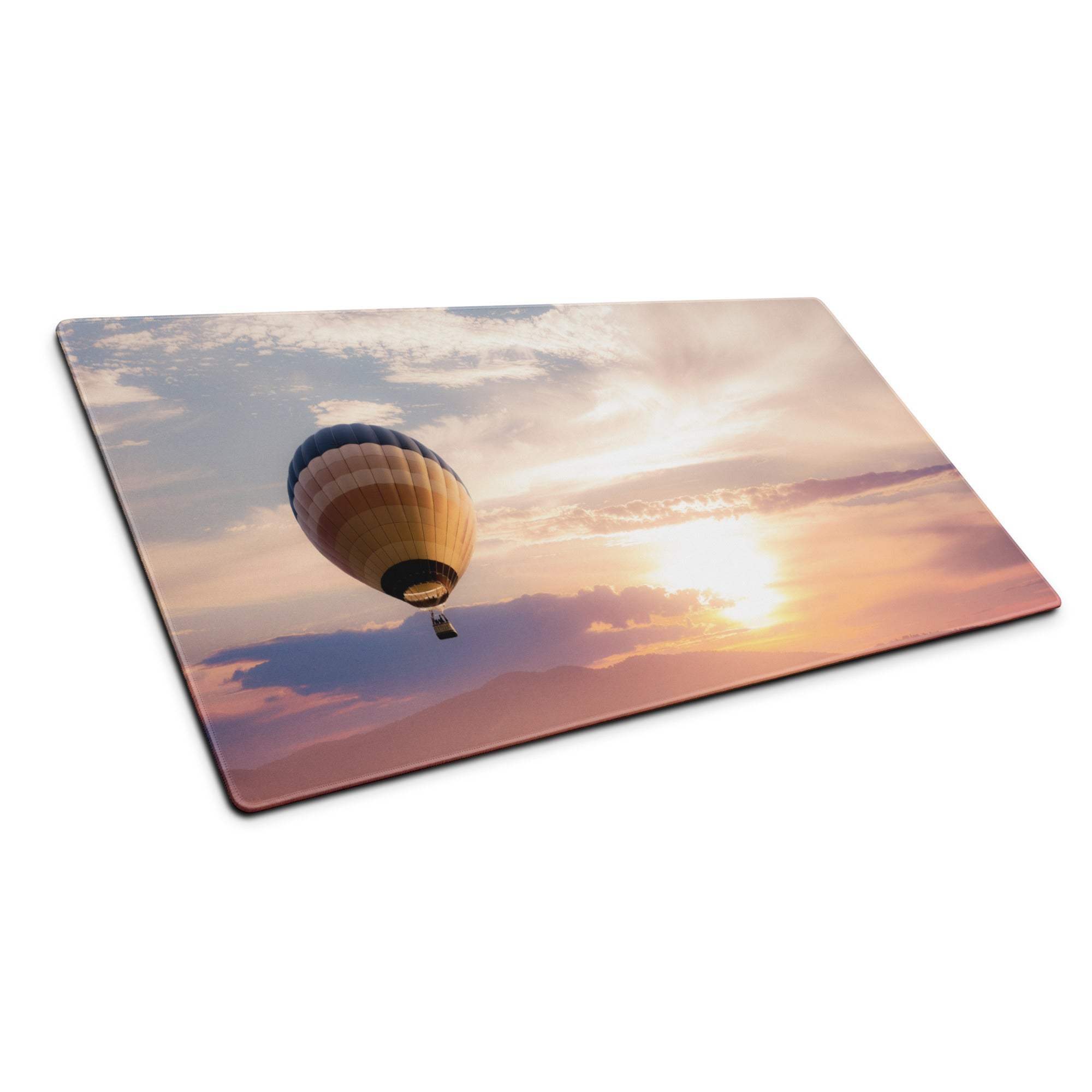 Rectangular hot air balloon cutting board on sunset sky gaming mouse pad
