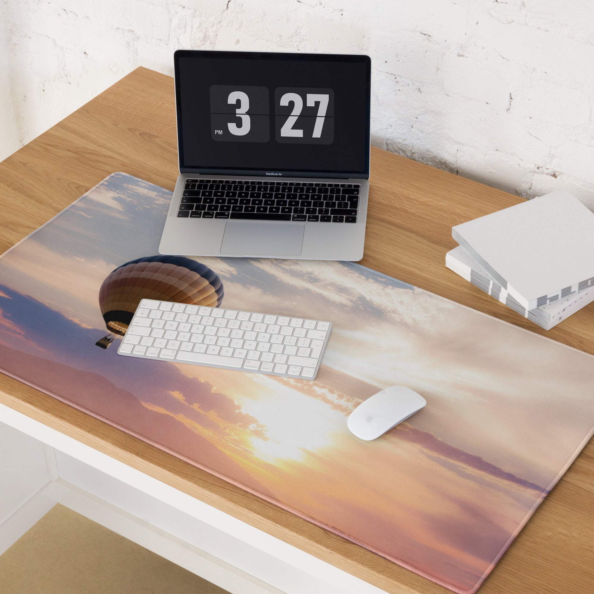 Sunset sky large gaming mouse pad with vibrant balloon sunset scene
