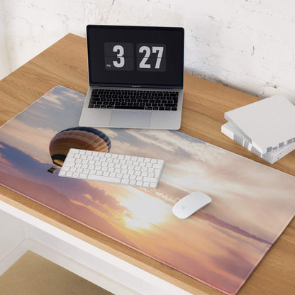 Sunset sky large gaming mouse pad with vibrant balloon sunset scene