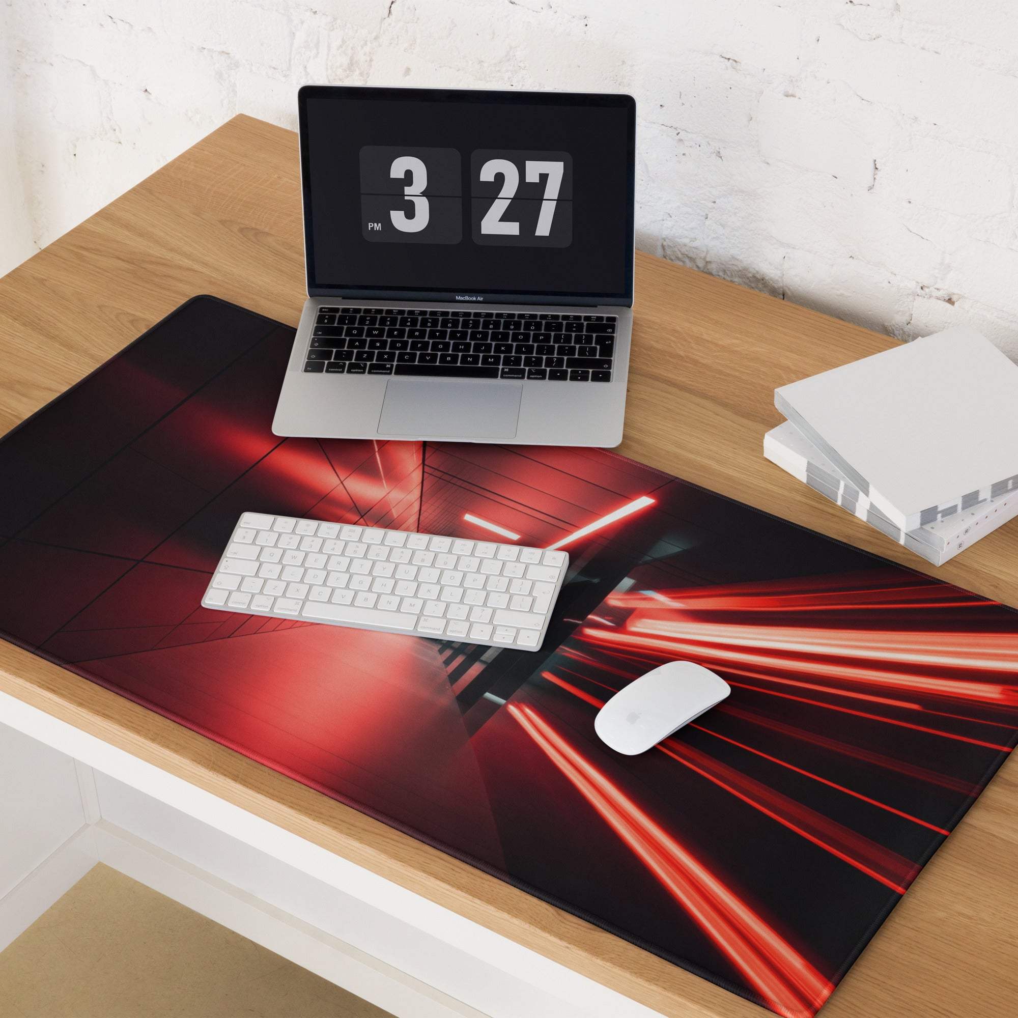 Red black light streak Sleek Tunnel neon gaming mousepad