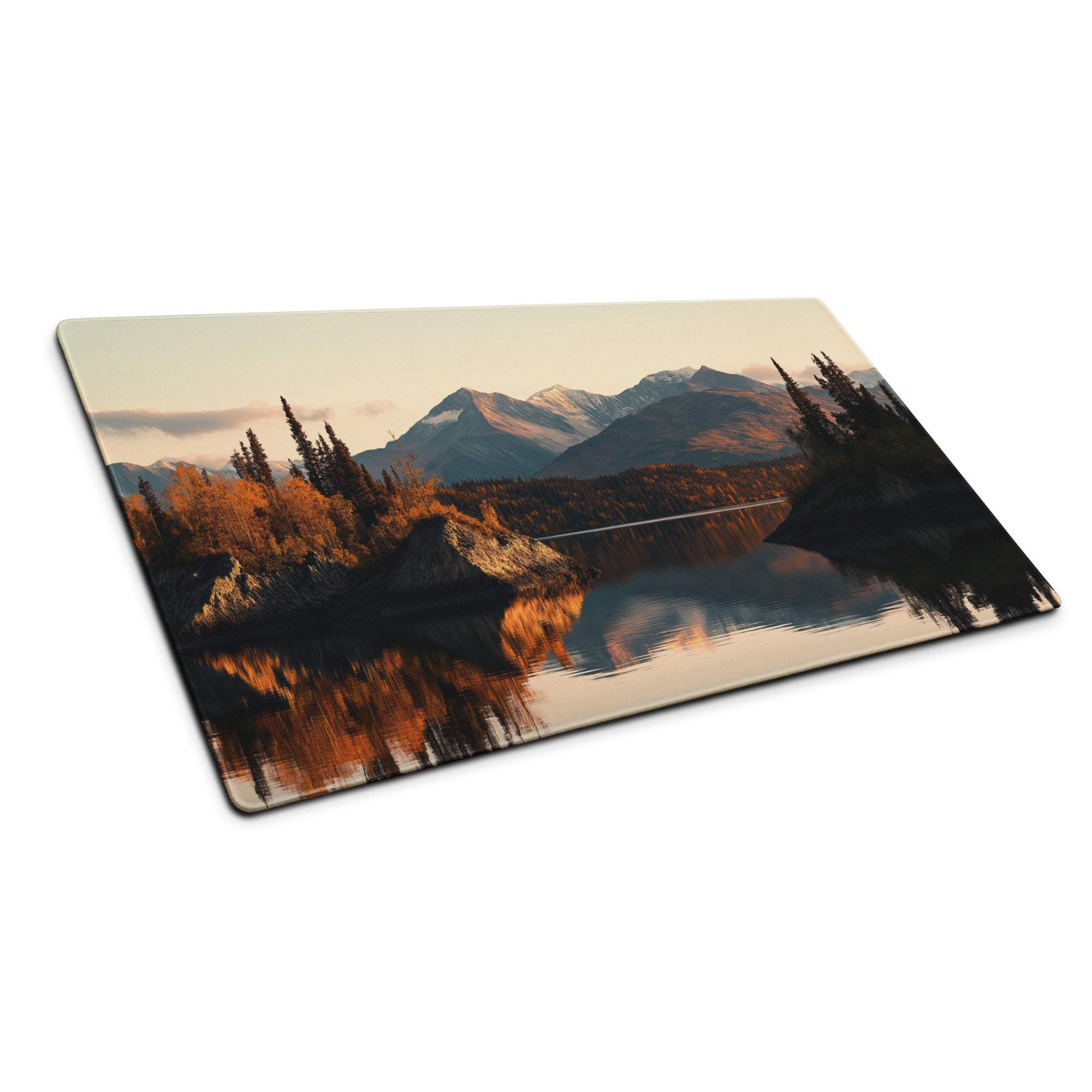 Large autumn mountain landscape gaming mouse pad with non-slip base