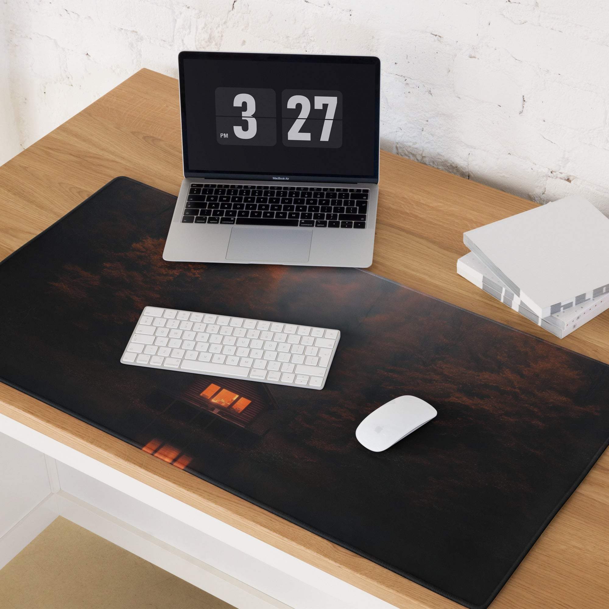 Dark Forest Night large gaming mouse pad with flame texture